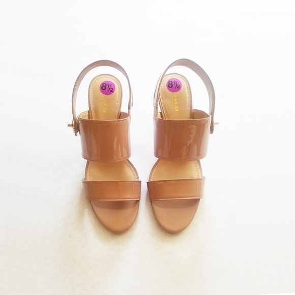 Coach Marla Patent Slingback Heels Nude Size 8.5B - Picture 2 of 6